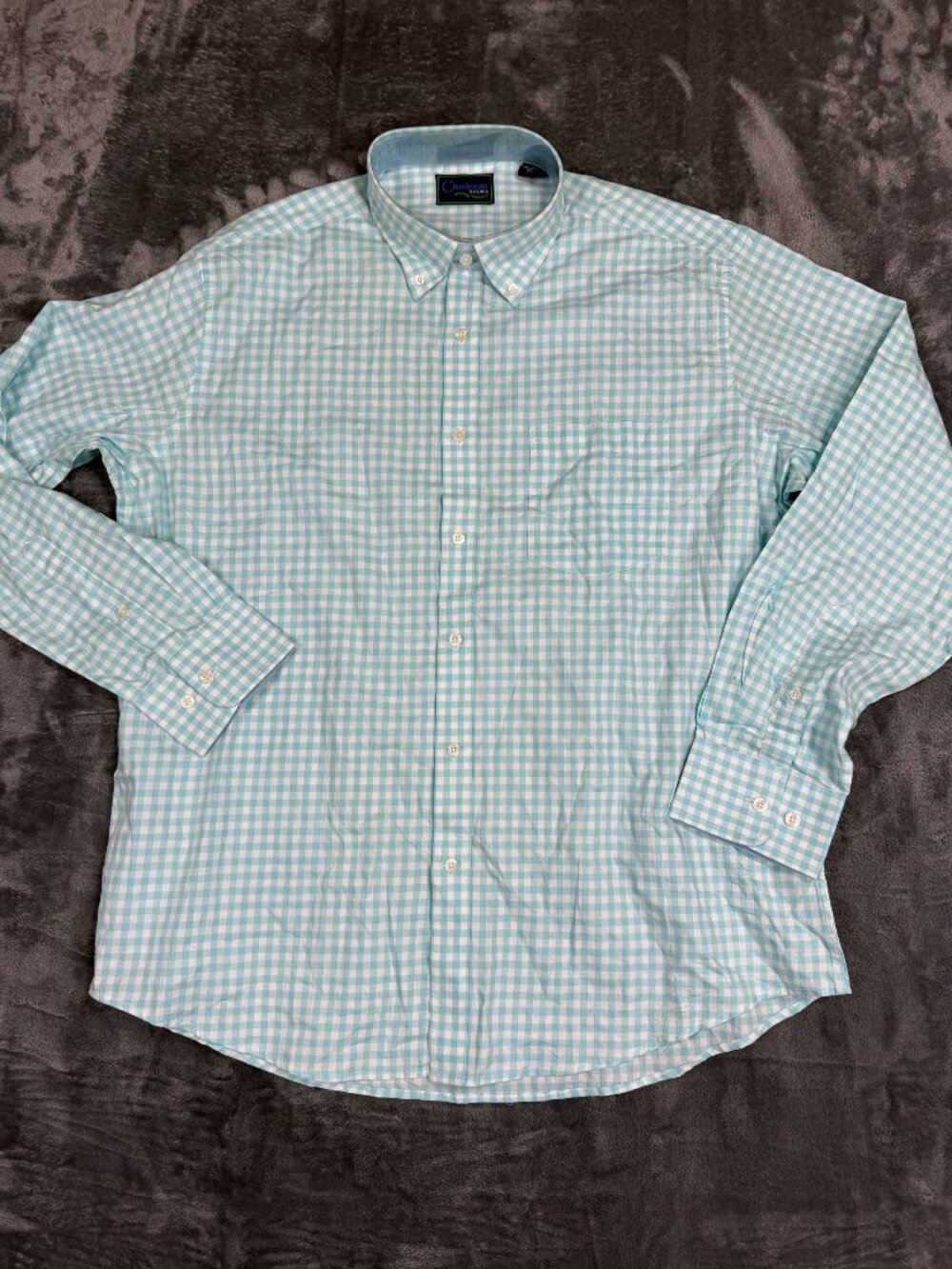Charleston Threads Mens XL Light Blue & White Gingham Long Sleeve NWT